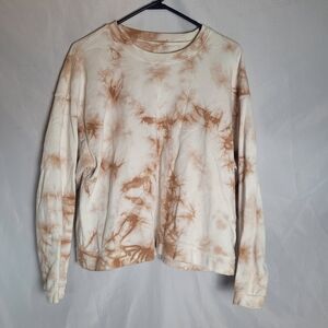 Madewell Tie Dye Cream Tan ReSourced Swing Boxy Crewneck Sweatshirt Est Size M